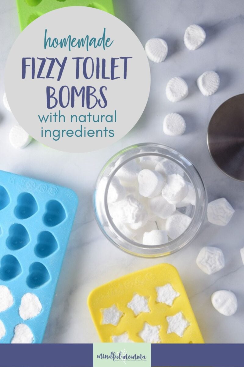 Here's a toilet bomb recipe so you can make a fizzy toilet cleaner out of low-cost, natural ingredients and essential oils to freshen and deodorize your toilet without extra scrubbing. via @MindfulMomma