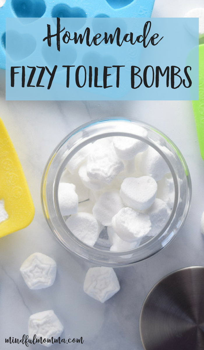 Here's a toilet bomb recipe so you can make a fizzy toilet cleaner out of low-cost, natural ingredients and essential oils to freshen and deodorize your toilet without extra scrubbing. via @MindfulMomma